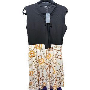 Oxiuly Sleeveless Midi Dress Womens Size XL  Black GoldStretchy Comfy NEW